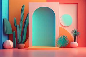 Trendy Modern Design Background with Colorful Shapes, Geometric Backdrop with Layout, Gradient Colors, photo