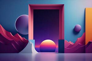 Trendy Modern Design Background with Colorful Shapes, Geometric Backdrop with Layout, Gradient Colors, photo