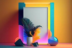 Trendy Modern Design Background with Colorful Shapes, Geometric Backdrop with Layout, Gradient Colors, photo