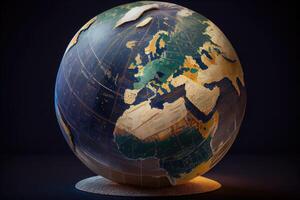 tierra globo diseño, mundo mapa 3d generativo ai ilustración foto