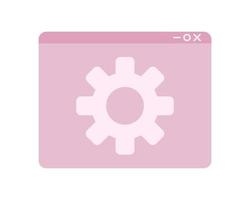 Open webpage with settings semi flat color vector icon. Browser page with cogwheel. Editable full sized element on white. Simple cartoon style spot illustration for web graphic design and animation