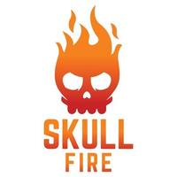 Modern vector flat design simple minimalist logo template of skull fire vector for brand, emblem, label, badge. Isolated on white background.