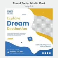 Explore tour and travel social media post and square flyer post banner template design vector