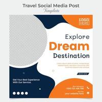 Travel and tour square flyer post banner and social media post template design vector