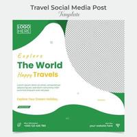 Travel Holiday vacation tour square flyer post banner and social media post template design vector