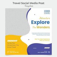 Travel and tourism social media post and square flyer post banner template design vector