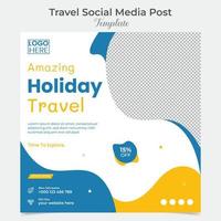 Tourism and travel holiday vacation social media post and square flyer post banner template design vector