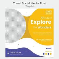 Travel and tour holiday vacation square flyer post banner and social media post template design vector