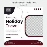 Travel and tourism social media post and square flyer post banner template design vector