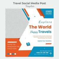 Tourism and travel holiday vacation social media post and square flyer post banner template design vector