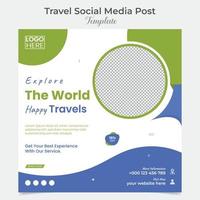 aventuras viaje y excursión cuadrado volantes enviar bandera y social medios de comunicación enviar modelo diseño vector