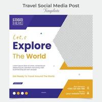 Holiday travel and tourism square flyer post banner and social media post template design vector