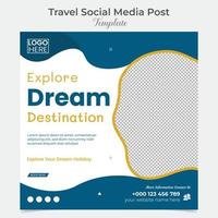 Holiday tourism and travel social media post and square flyer post banner template design vector