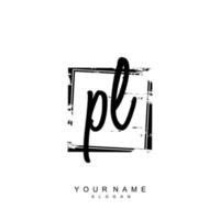 Initial PL Monogram with Grunge Template Design vector