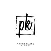 Initial PK Monogram with Grunge Template Design vector