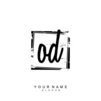 Initial OD Monogram with Grunge Template Design vector