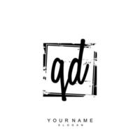 Initial QD Monogram with Grunge Template Design vector