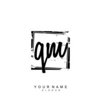 Initial QM Monogram with Grunge Template Design vector