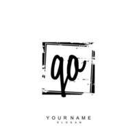 Initial QO Monogram with Grunge Template Design vector