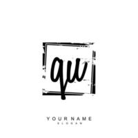 Initial QU Monogram with Grunge Template Design vector