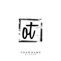 Initial OT Monogram with Grunge Template Design vector
