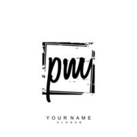 Initial PM Monogram with Grunge Template Design vector