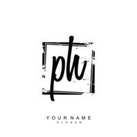 Initial PH Monogram with Grunge Template Design vector