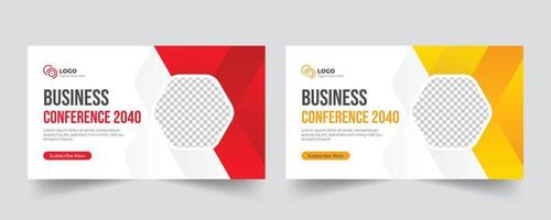 Business conference YouTube thumbnail and social media web banner template vector