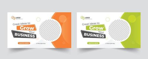 Grow business thumbnail and social media web banner template vector
