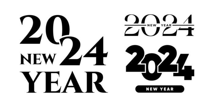 2024 new year logo text design set. 2024 number design template. Calendar simple icon vector