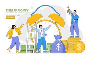 Time is money, financial investment and marketing planning of money growth concept. Outline design style minimal vector illustration for landing page, web banner, infographics, hero images