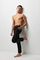 Male topless black pants posing fashion luxury model photo