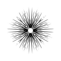 Vector black sun in boho style. Abstract illustration of the dawn drawn by hand with a single line. Esotericism.