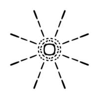 Vector black sun in boho style. Abstract illustration of the dawn drawn by hand with a single line. Esotericism.