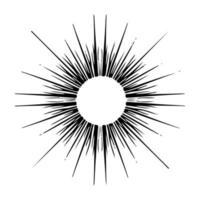 Vector black sun in boho style. Abstract illustration of the dawn drawn by hand with a single line. Esotericism.