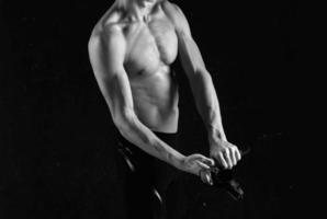 male athlete with a pumped up body workout exercise motivation photo