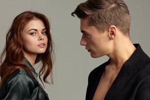 young couple look at each other luxury romance relationship photo