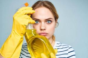 emocional mujer limpieza Servicio estilo de vida caucho guantes foto