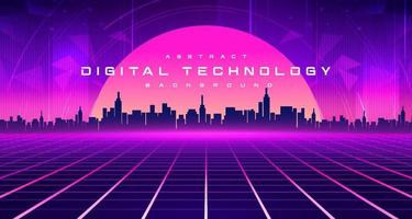 Digital technology metaverse neon blue pink purple background, cyber information, abstract speed connect communication, retro future meta tech, internet network connection, Ai big data illustration 3d vector