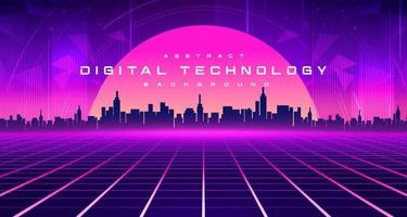 Digital technology metaverse neon blue pink purple background, cyber information, abstract speed connect communication, retro future meta tech, internet network connection, Ai big data illustration 3d vector