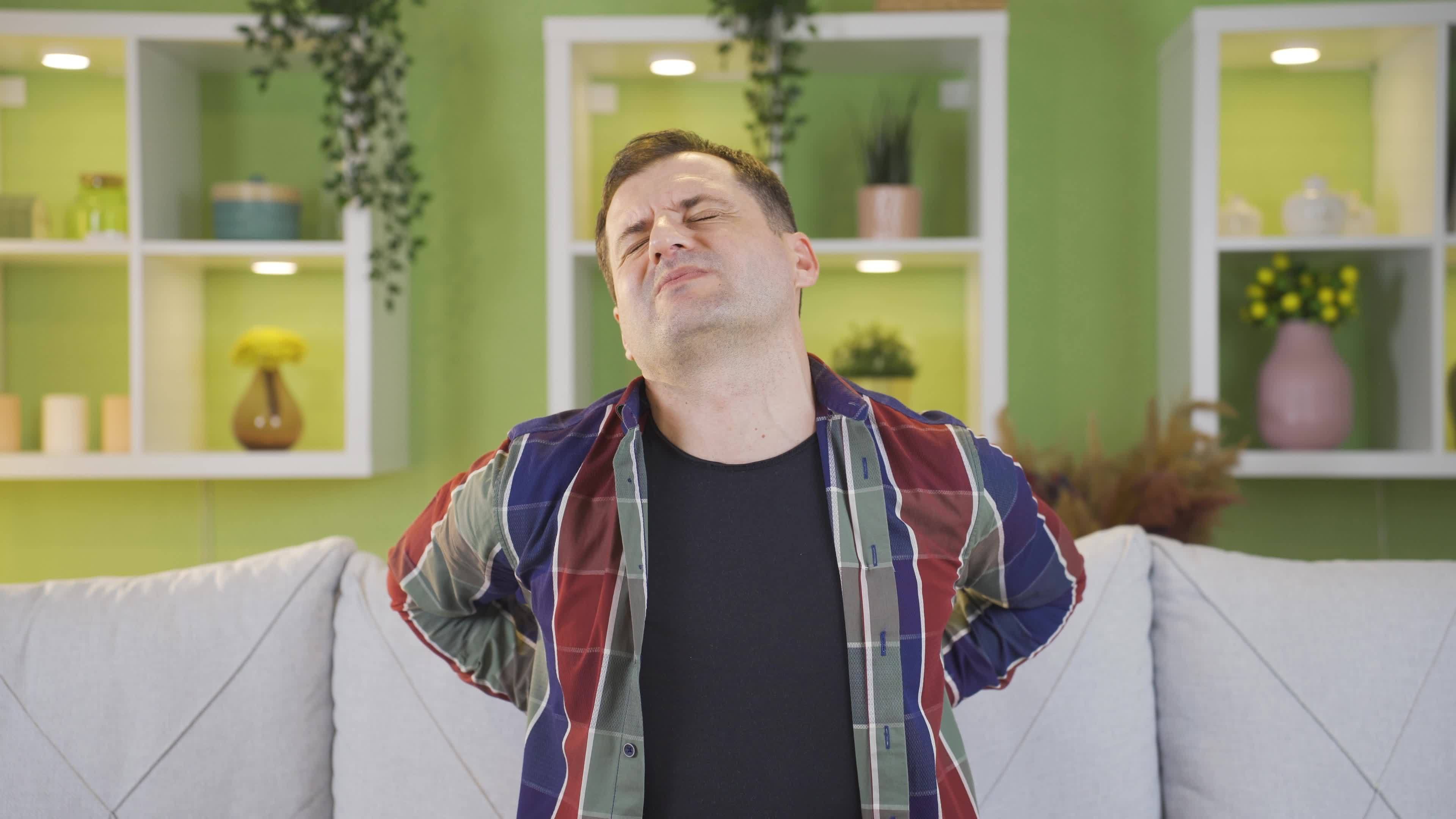 A man with aching limbs from exhaustion. A native ache from middleaged