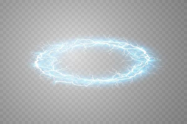 Electric ball and lightning strikes. Lightning flash light thunder spark effect.