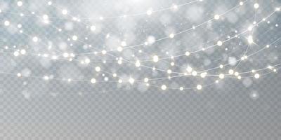 Christmas garland. Glowing yellow light bulbs. vector