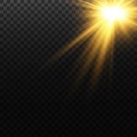 Shining sun flare isolated. vector