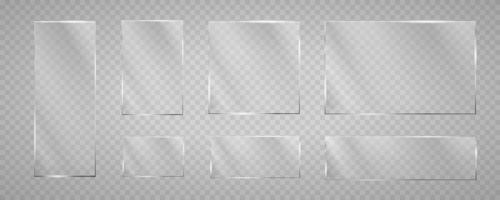 Glass plate set on transparent backdrop. Isolated glass. vector