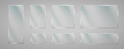 Glass plate set on transparent backdrop. Isolated glass. vector