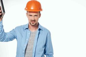 male builders blueprints builder Working profession photo