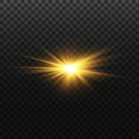 Shining sun flare isolated. vector