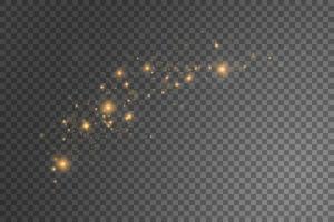 Golden bokeh lights with glowing particles. vector