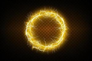 Electric ball and lightning strikes. Lightning flash light thunder spark effect. vector